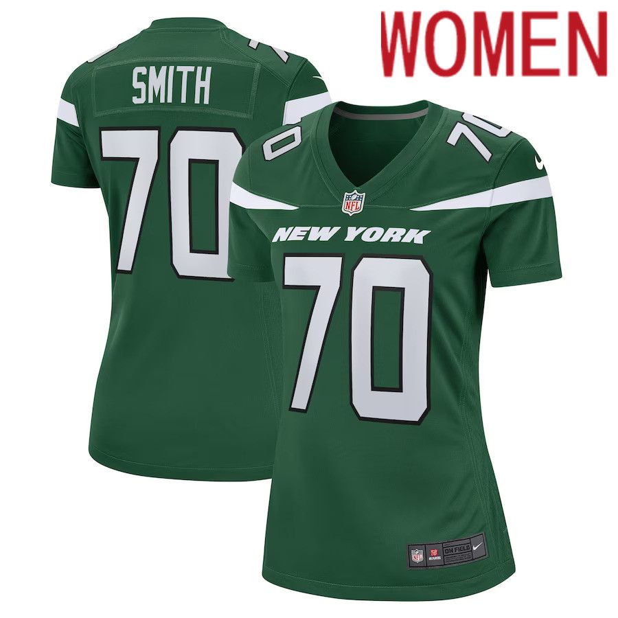 Women New York Jets 70 Eric Smith Nike Gotham Green Game Player NFL Jersey